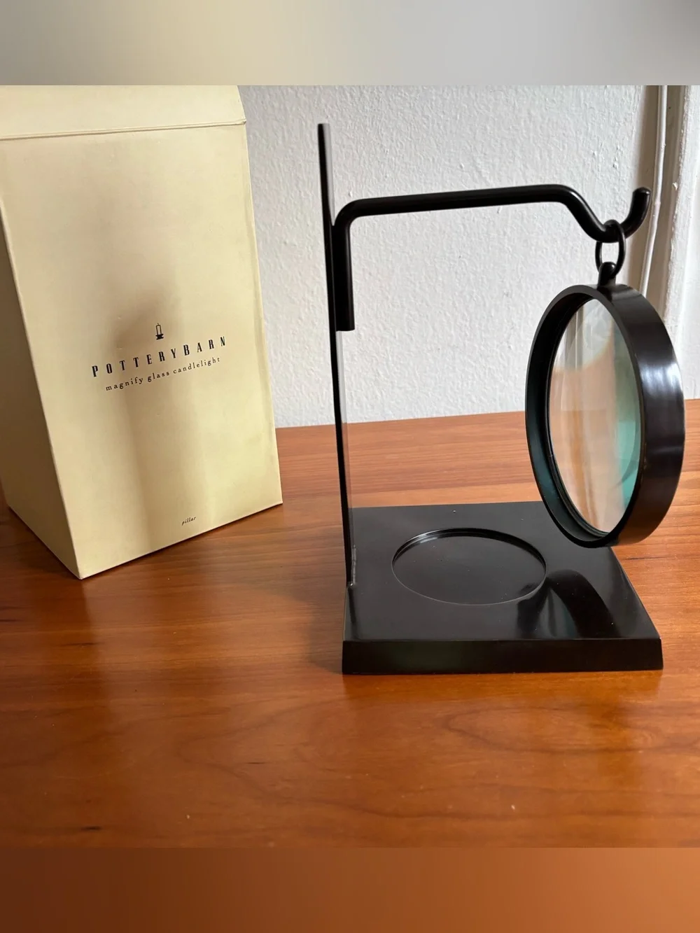Pottery Barn Vintage Magnifying Glass Candlelight with Box
